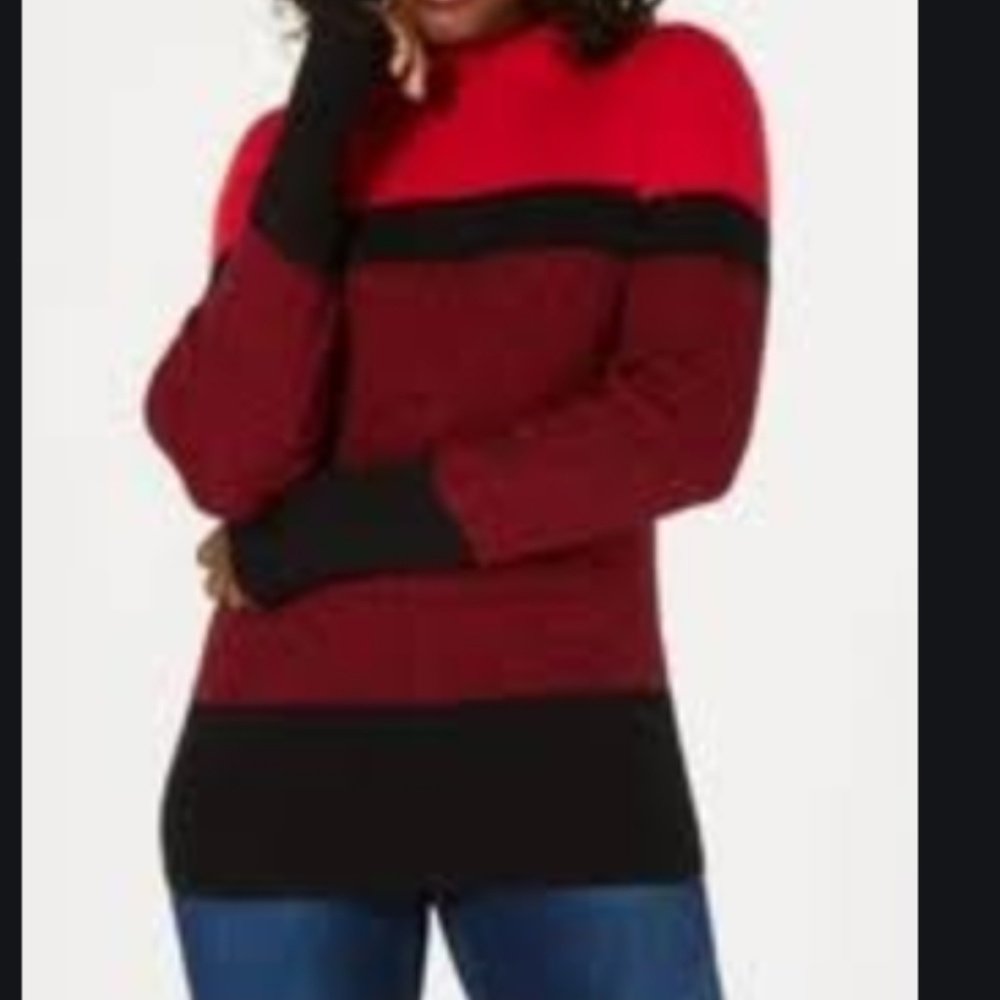 NWT Karen Scott Cotton Ribbed Mock-Neck Sweater - Picture 2 of 2